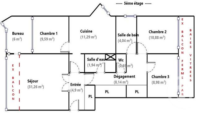 Appartement F5 à vendre - 5 pièces - 104.0 m2 - BOULOGNE BILLANCOURT - 92 - ILE-DE-FRANCE - Century 21 Agence Jaurès