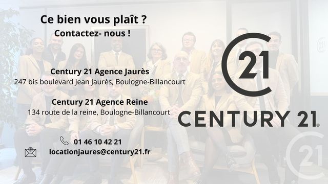 Appartement F2 à louer - 2 pièces - 42.54 m2 - BOULOGNE BILLANCOURT - 92 - ILE-DE-FRANCE - Century 21 Agence Jaurès