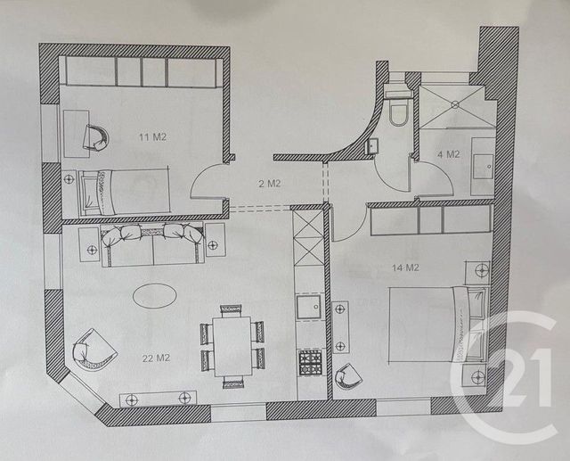 Appartement F2 à vendre - 3 pièces - 55.0 m2 - BOULOGNE BILLANCOURT - 92 - ILE-DE-FRANCE - Century 21 Agence Jaurès